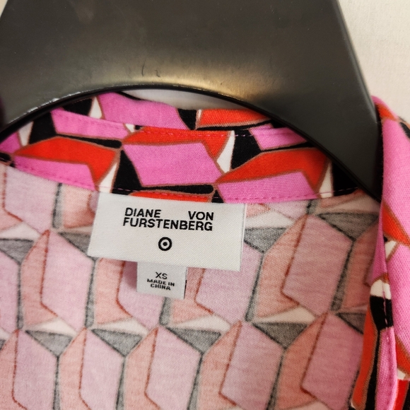 Diane von furstenberg halter jumsuit hippy geometric 70s print sz xs pink blk - Picture 4 of 9